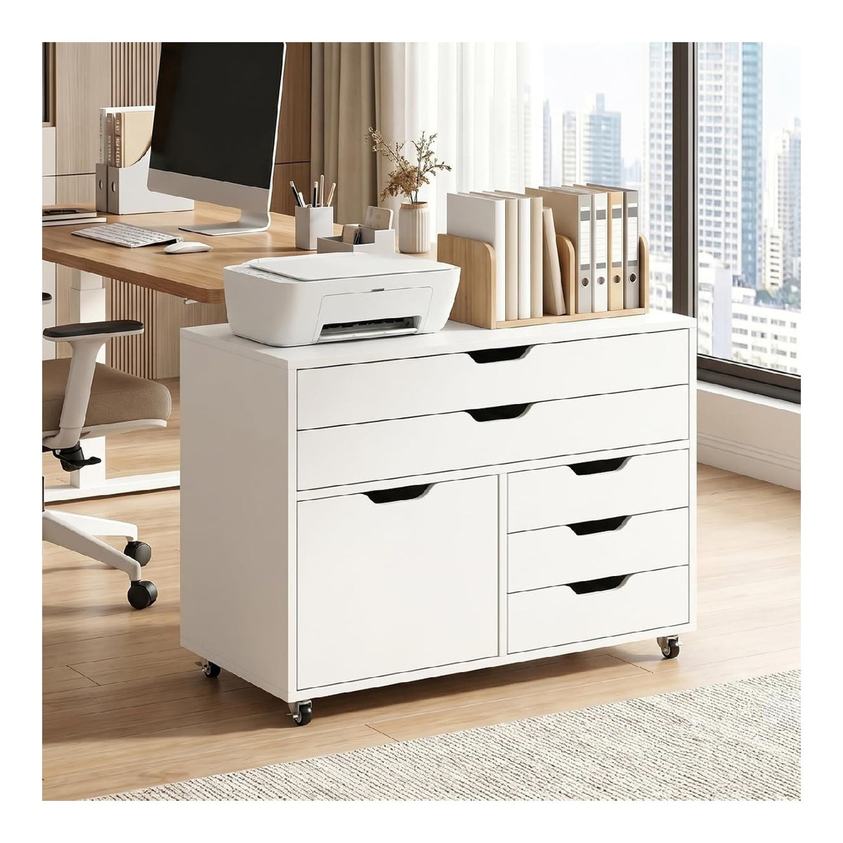 Rangement de dossiers avec tiroirs avec rangement ferme blanc