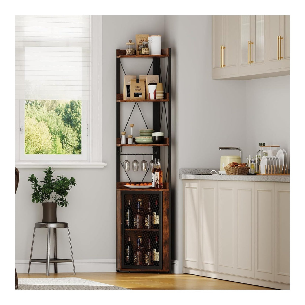 Casiers a bouteille reglable avec rangement ferme naturel