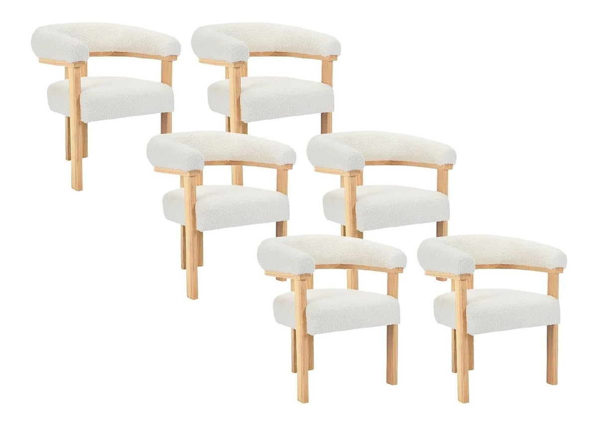 Chaise confortable finition bois revetement boucle blanc variante 978