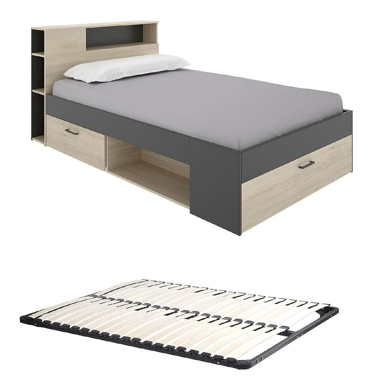 Lits avec tiroirs avec rangement ferme naturel 2,17 x 1,3 x 0,95 m