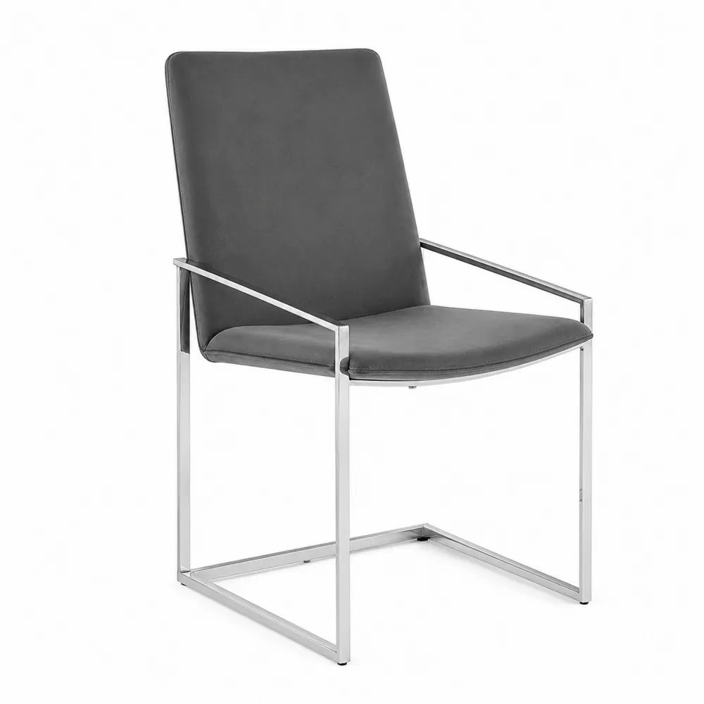 Chaise en acier inoxydable et similicuir gris