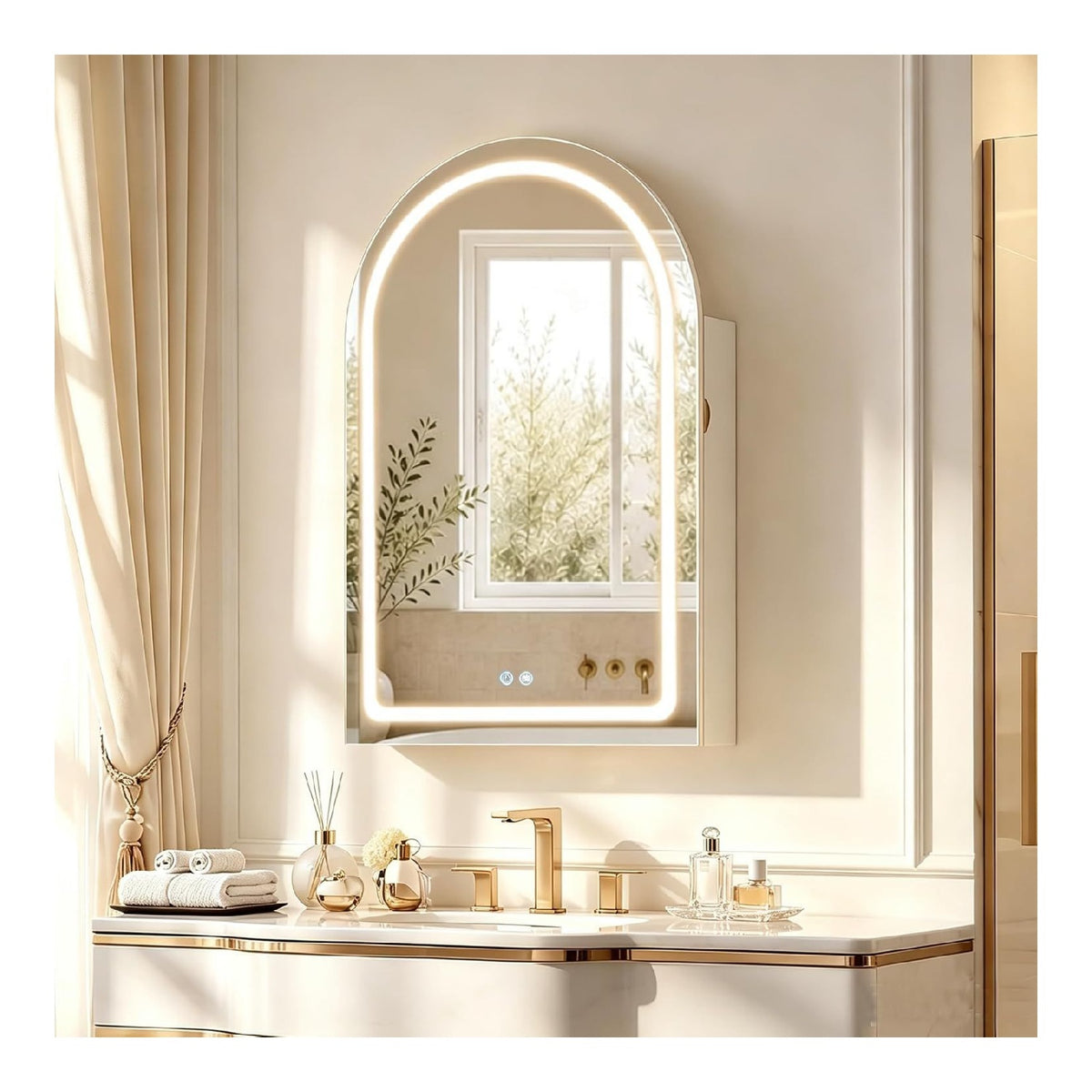 Armoires avec miroir reglable avec rangement ferme blanc