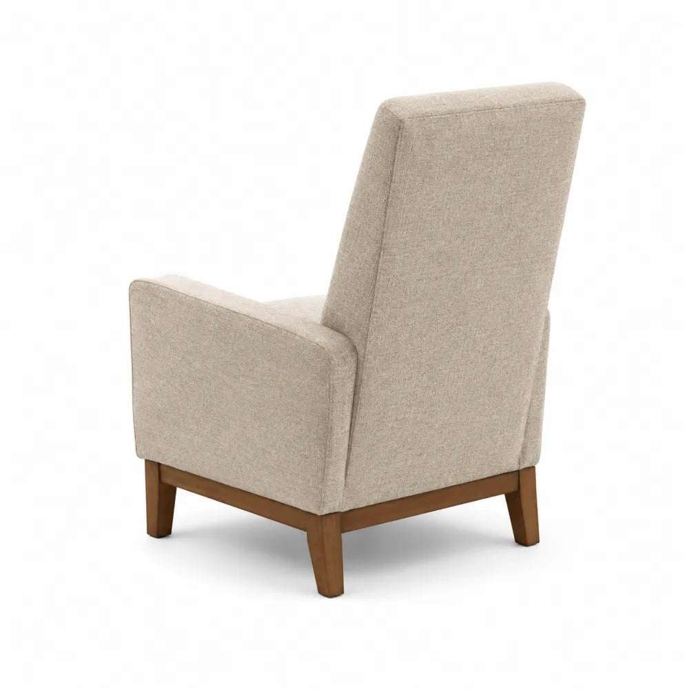 Fauteuil en tissu lin avec pieds en bois