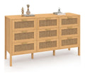 Commode de rangement avec tiroirs finition bois naturel 136 x 40 x 80 centim