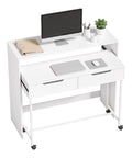 Bureau fonctionnel avec tiroirs avec rangement ferme blanc