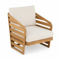 Fauteuil ext¨¦rieur bois de teck coussins polyester beige