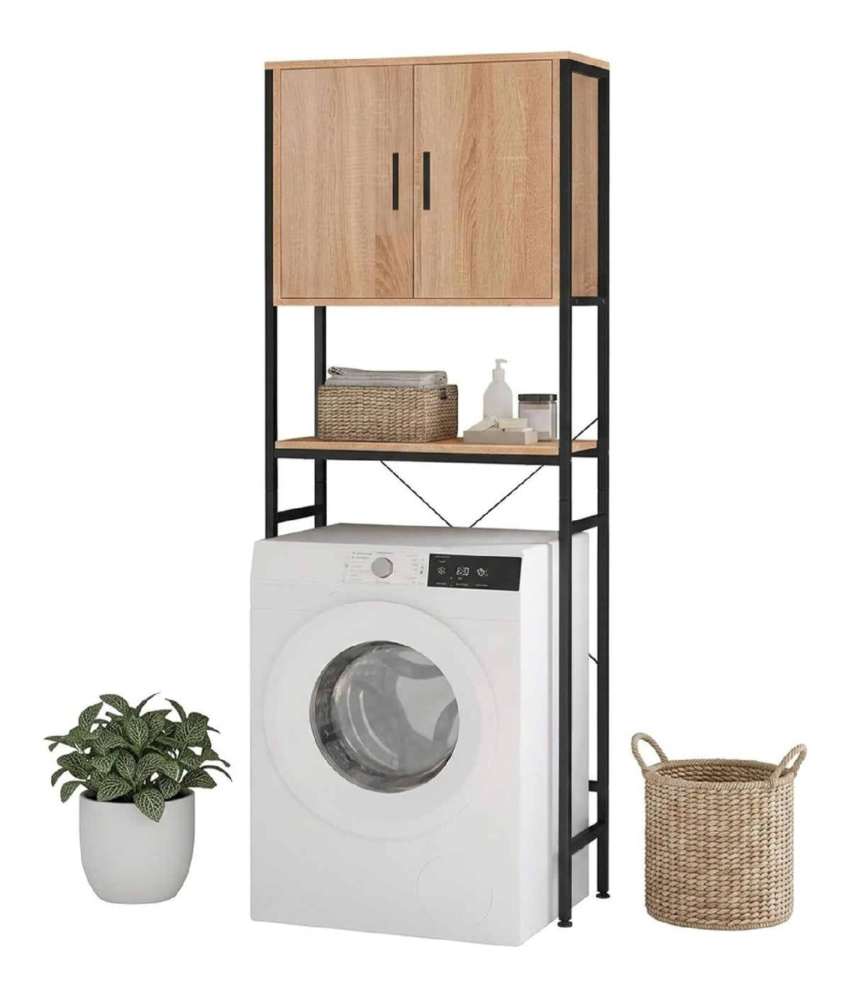 Meubles sur pied avec rangement ferme finition bois noir