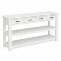Console en bois blanc avec tiroirs et ¨¦tag¨¨res