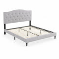 Lit en m¨¦tal et tissu avec t¨ºte de lit capitonn¨¦e Gris 200x160 cm