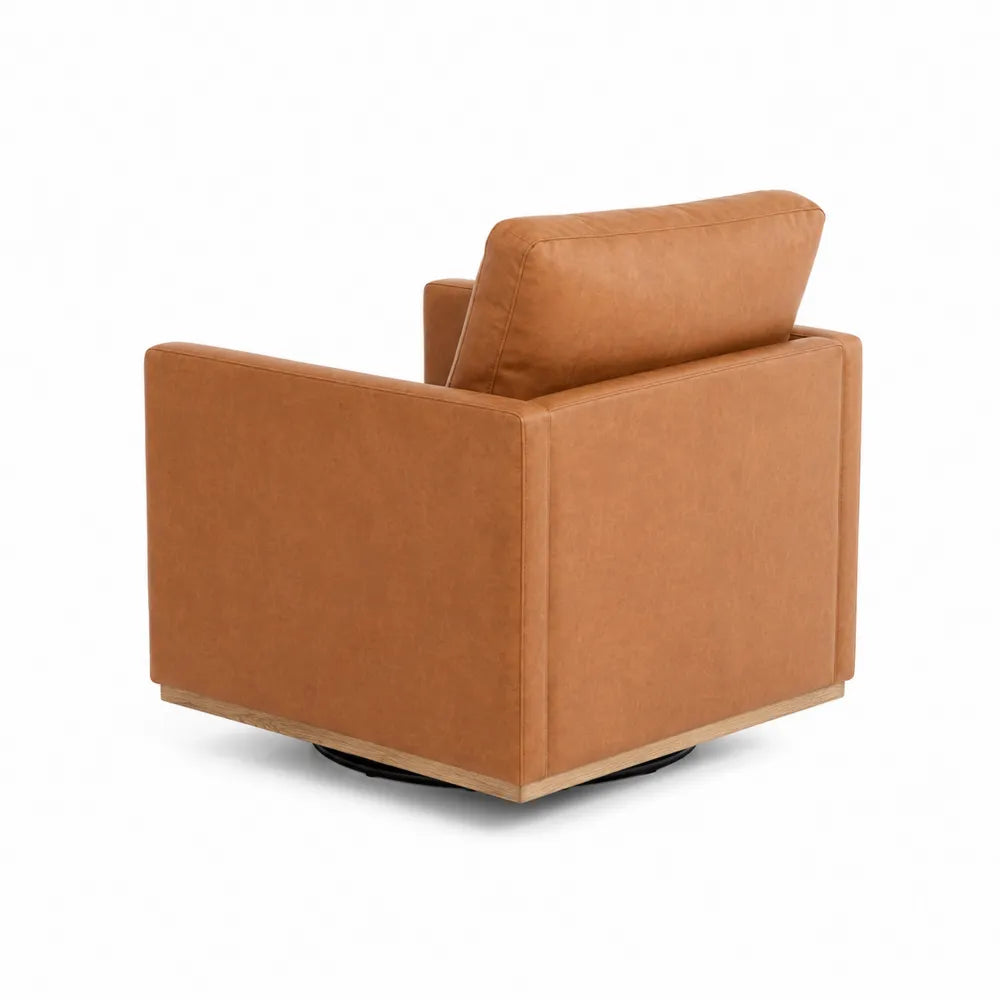 Fauteuil pivotant en cuir marron