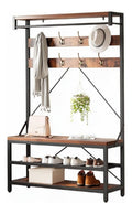Portemanteaux avec rangement ferme structure metal noir