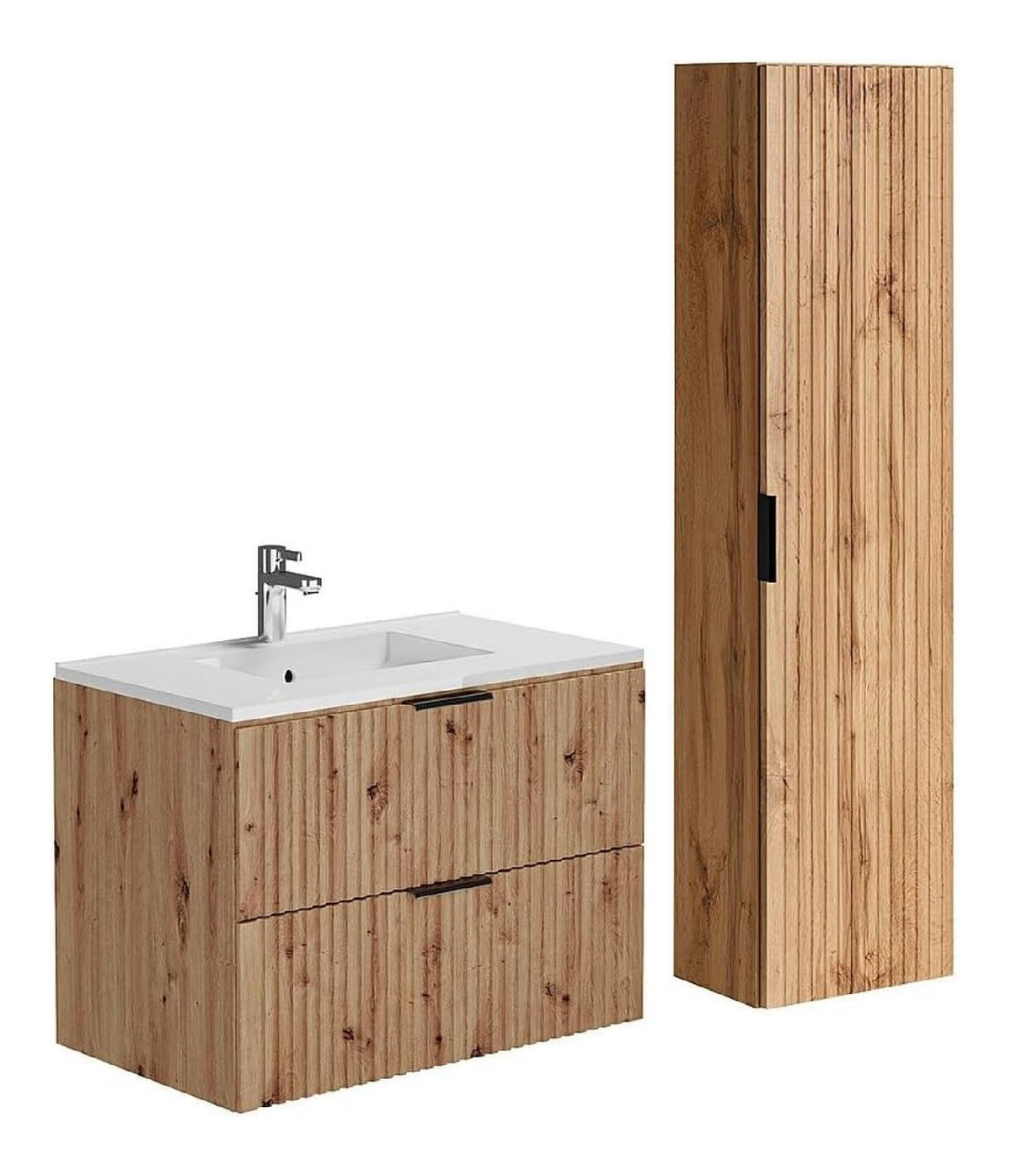 Meubles suspendus avec tiroirs avec rangement ferme naturel 80 x 57 x 46 cm