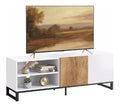 Banc TV reglable avec rangement ferme blanc 140 x 36,5 x 50 centim
