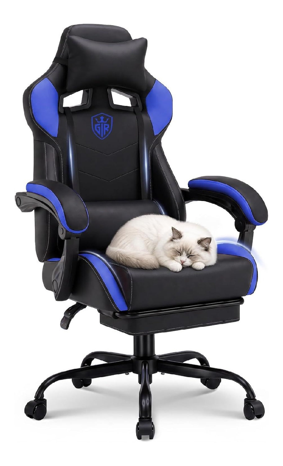 Chaises de Gamer reglable avec rangement ferme bleu
