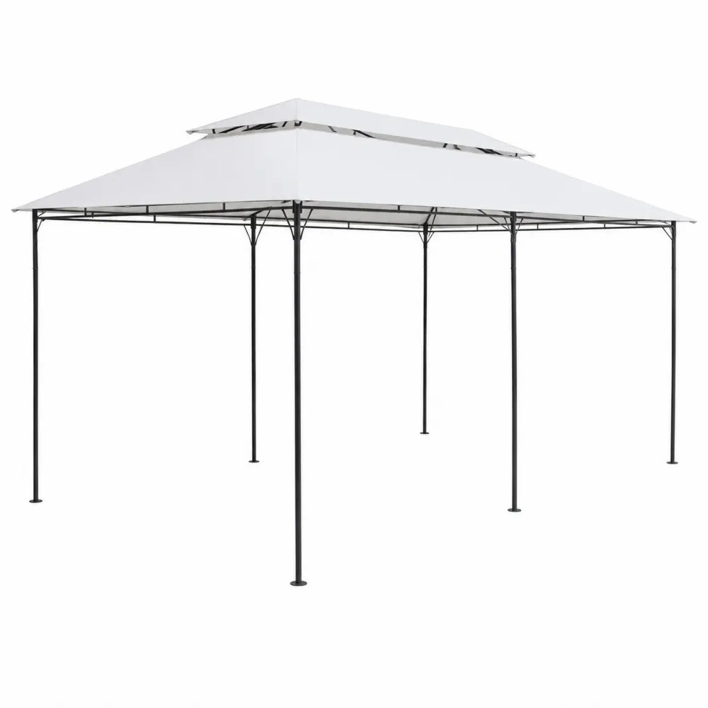 Tonnelle de Jardin Double Toit 3x4 m Acier Polyester Blanc