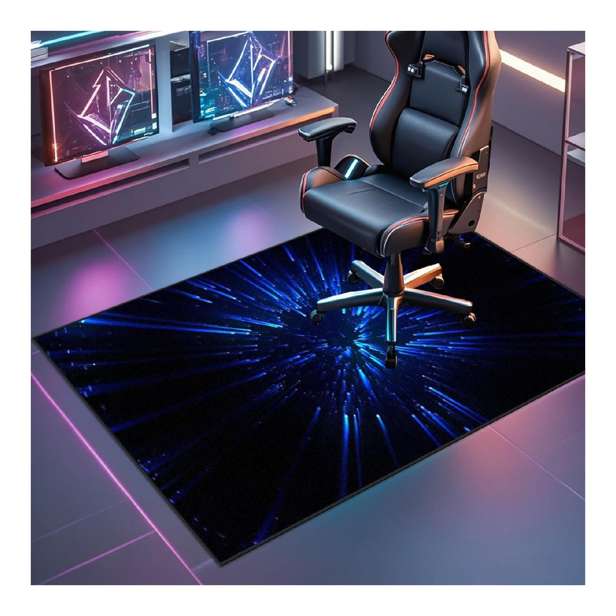 Tapis de chaise multi-surfaces avec rangement ferme sur roulettes naturel
