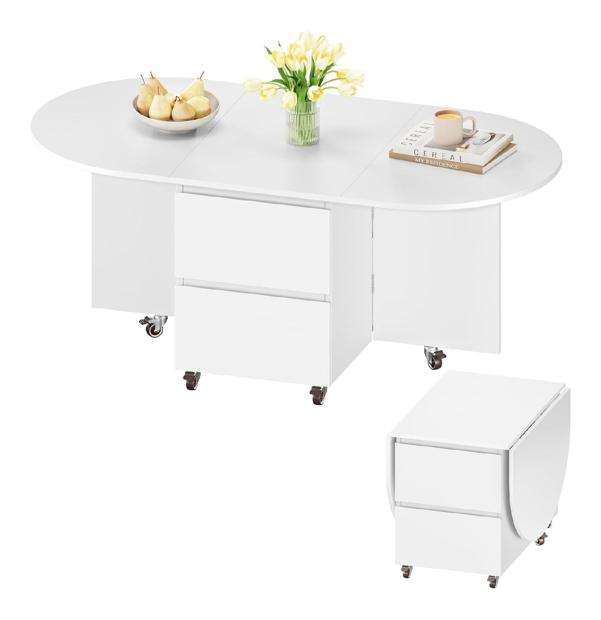 Table basse avec tiroirs avec rangement ferme blanc