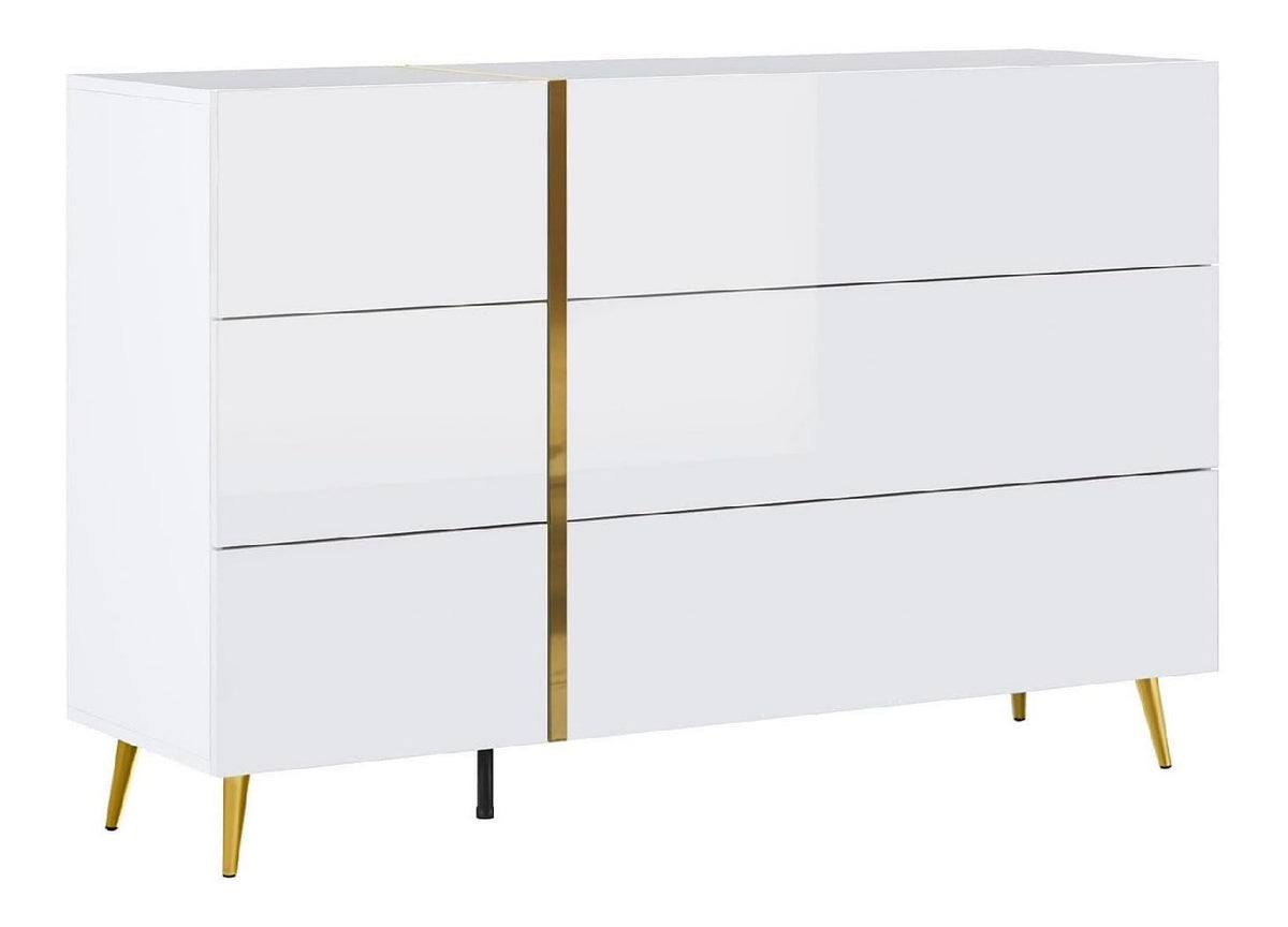 Commode de rangement avec tiroirs avec rangement ferme blanc 134,9 x 41 x 87,2 centim