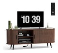 Banc TV reglable avec rangement ferme naturel