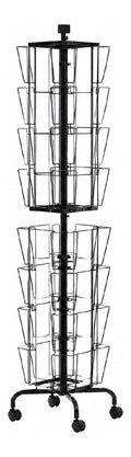 Stands de presentation avec rangement ferme sur roulettes noir