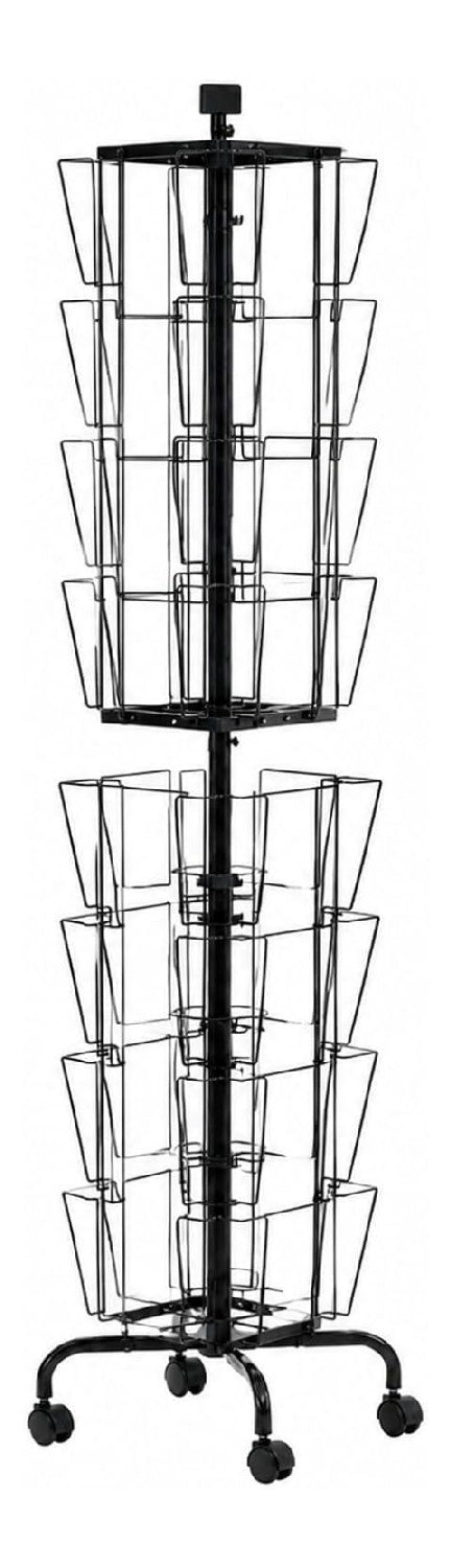 Stands de presentation avec rangement ferme sur roulettes noir