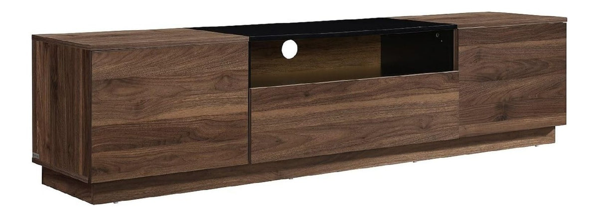 Banc TV avec tiroirs avec rangement ferme noir 180 x 40 x 45 centim