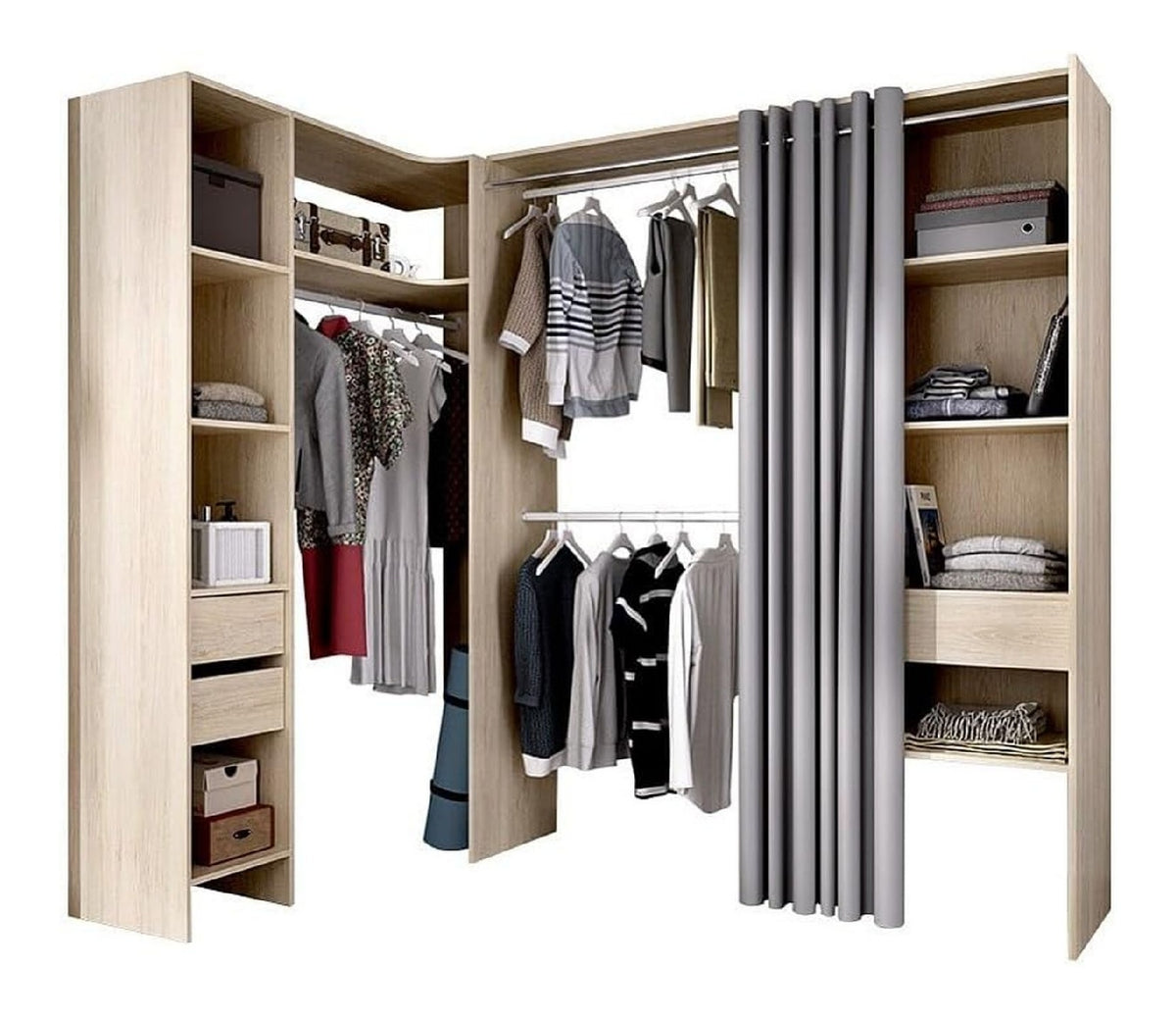 Armoire de rangement avec tiroirs finition bois chene