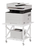 Supports imprimantes avec rangement ferme sur roulettes blanc