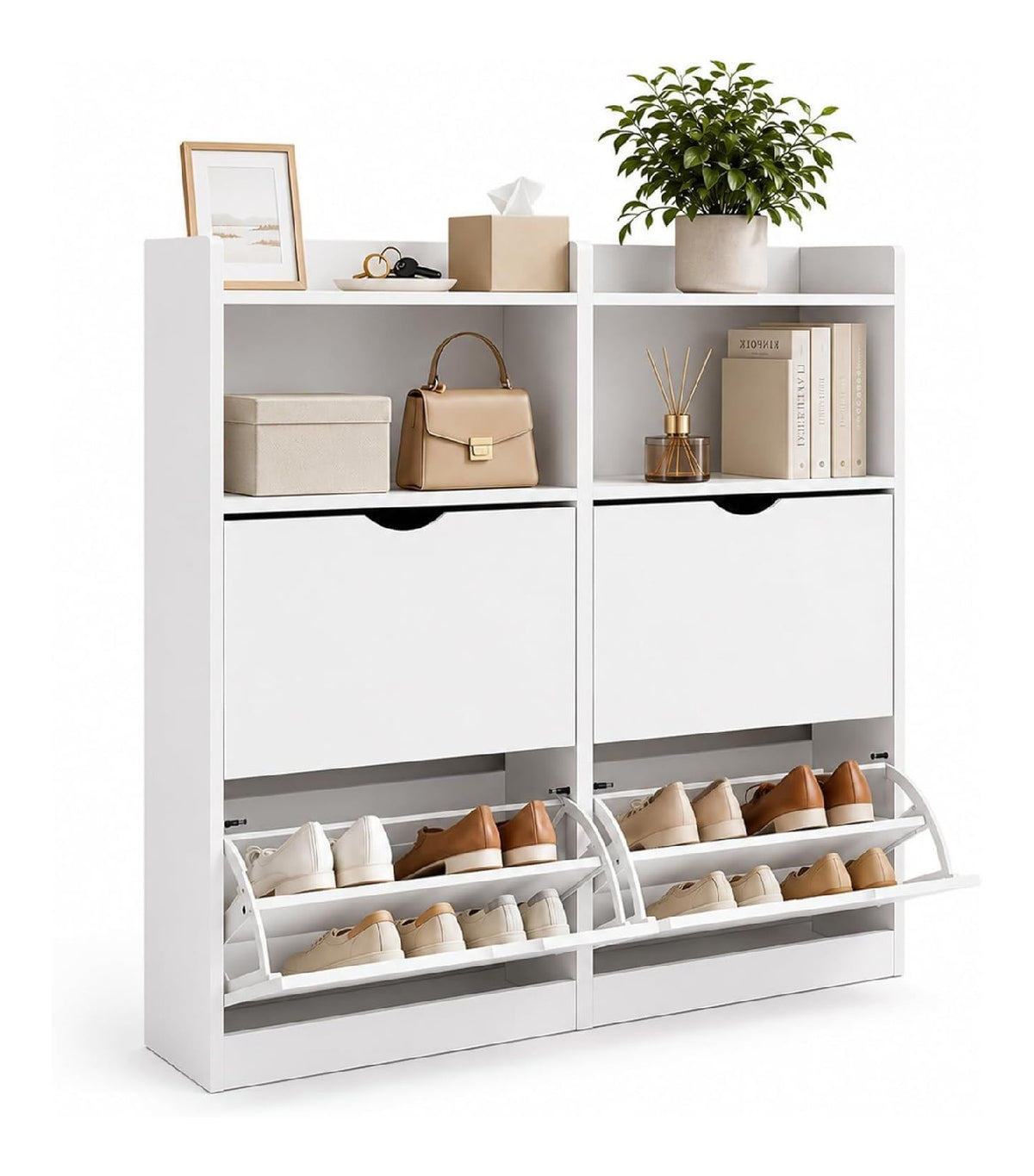 Range-chaussures avec tiroirs avec rangement ferme naturel