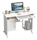 Bureau fonctionnel avec tiroirs avec rangement ferme blanc 52 x 100 x 75 centim