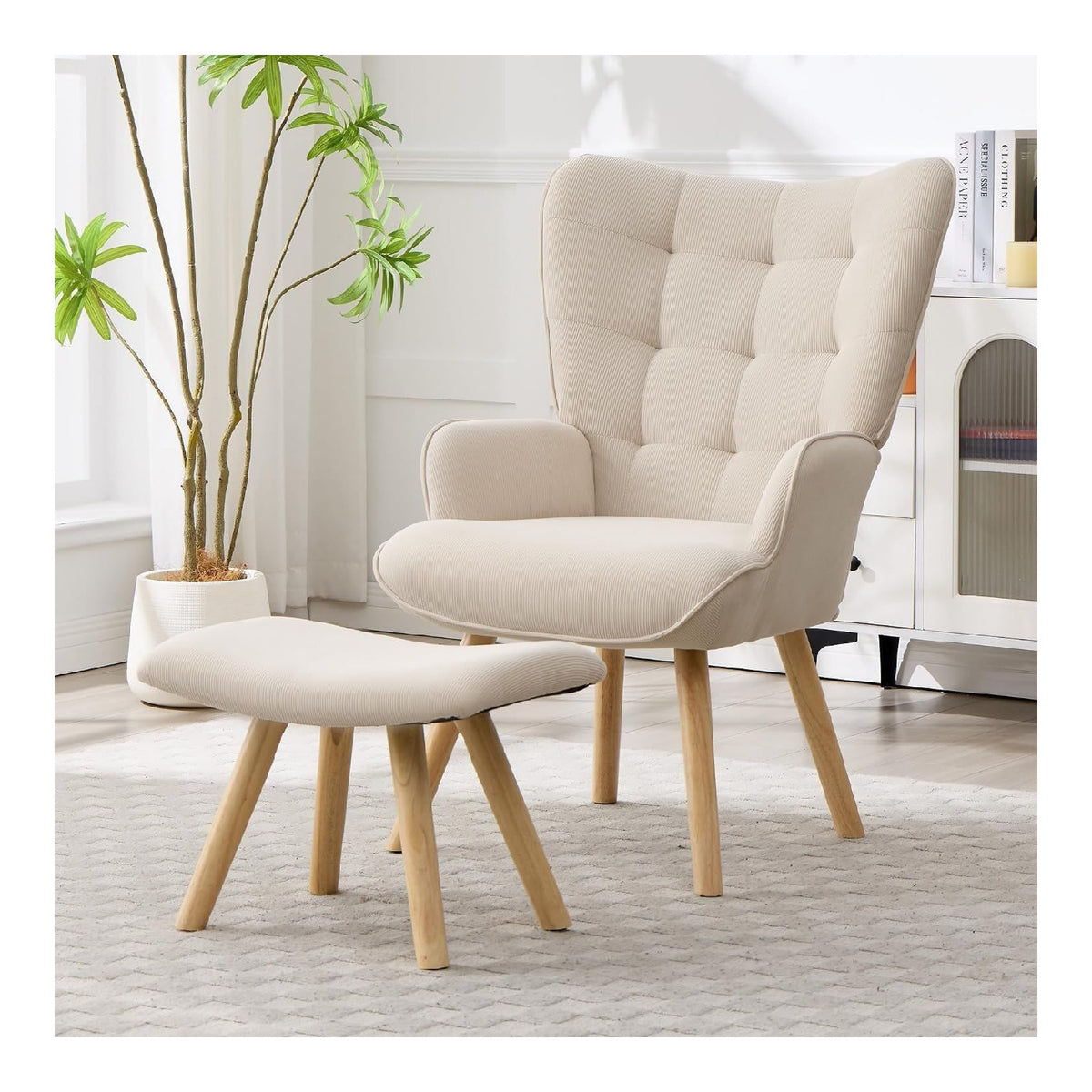 Fauteuils relaxants reglable finition bois beige