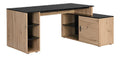 Bureau fonctionnel avec rangement ferme finition bois noir 174 x 120 x 76 centim