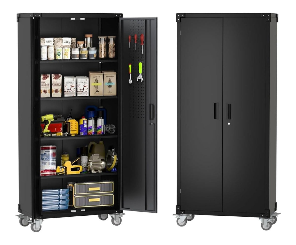 Meubles de rangement a dossiers plats reglable avec rangement ferme noir