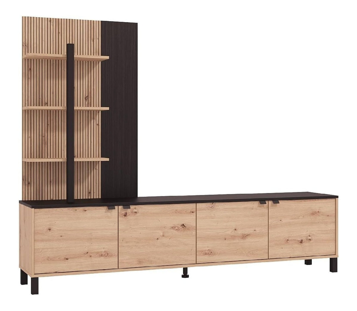 Supports muraux avec rangement ferme finition bois noir
