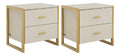 Table de chevet avec tiroirs avec rangement ferme beige 50 x 40 x 50 centim