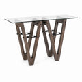 Table console en verre et bois avec ¨¦l¨¦ments m¨¦talliques 120x40x80 cm