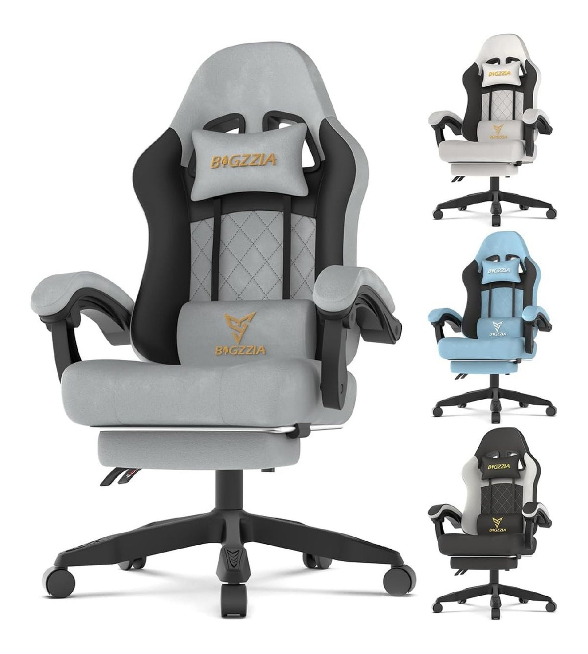 Chaises de Gamer avec rangement ferme inclinable gris