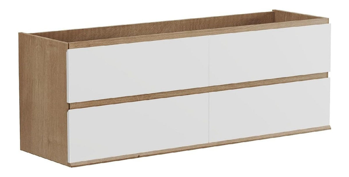 Meubles suspendus avec tiroirs avec rangement ferme blanc 150 x 45,6 x 55 cm