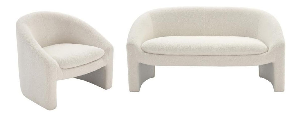 Ensembles de canapes revetement boucle blanc