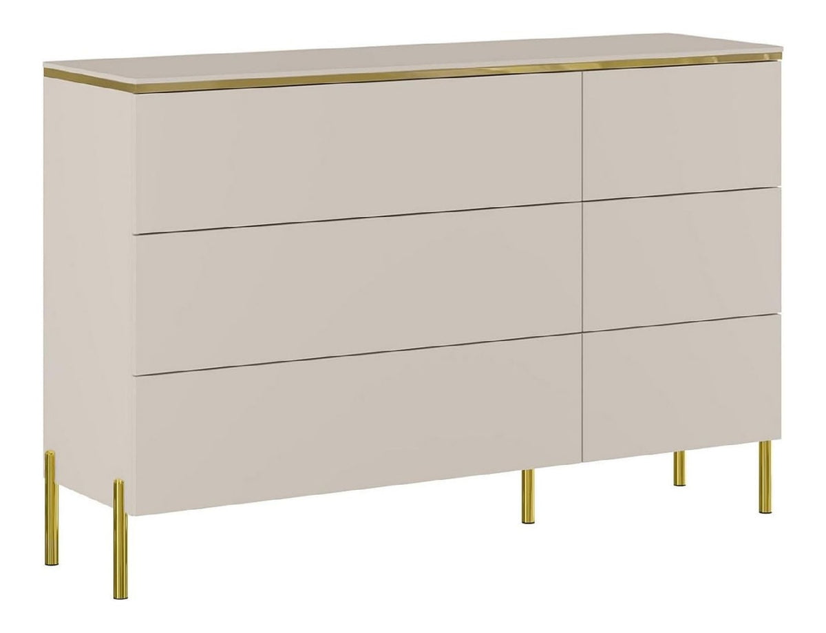 Commode de rangement avec tiroirs avec rangement ferme beige 137,6 x 39,6 x 91 centim