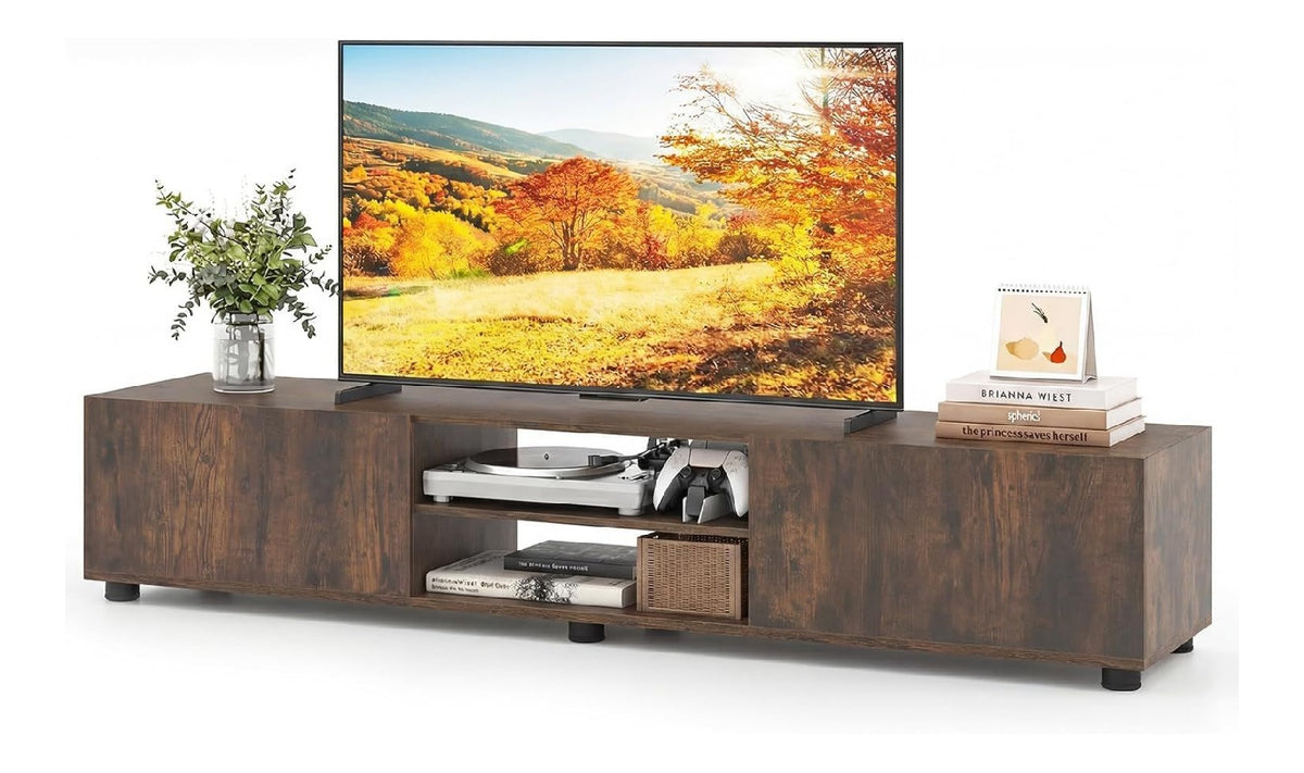 Banc TV avec rangement ferme finition bois marron