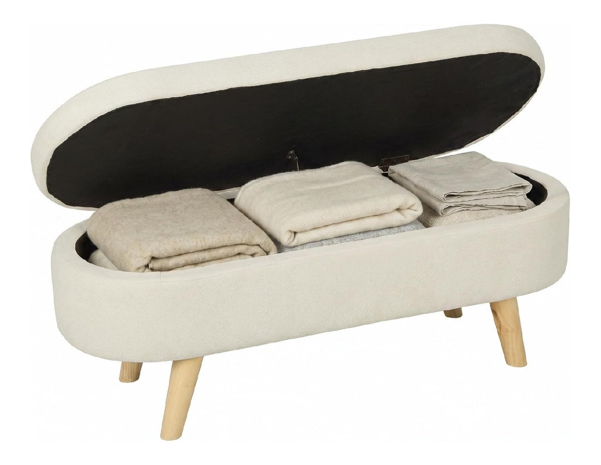 Bancs bout de lit avec rangement ferme finition bois creme
