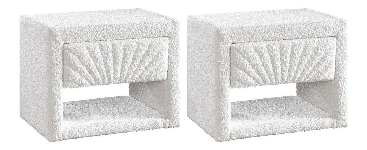 Table de chevet avec tiroirs avec rangement ferme blanc 50 x 35 x 41 cm