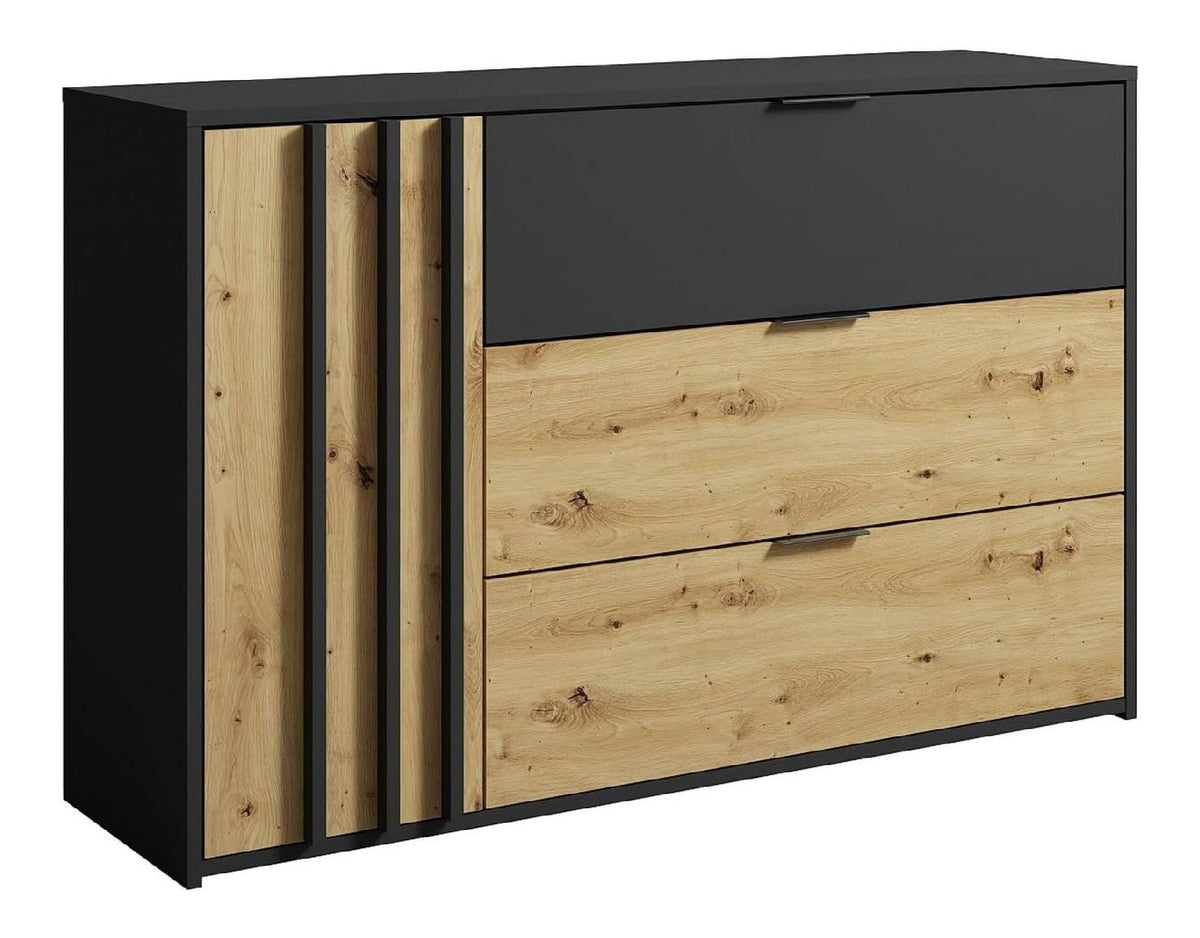 Commode de rangement avec tiroirs avec rangement ferme noir