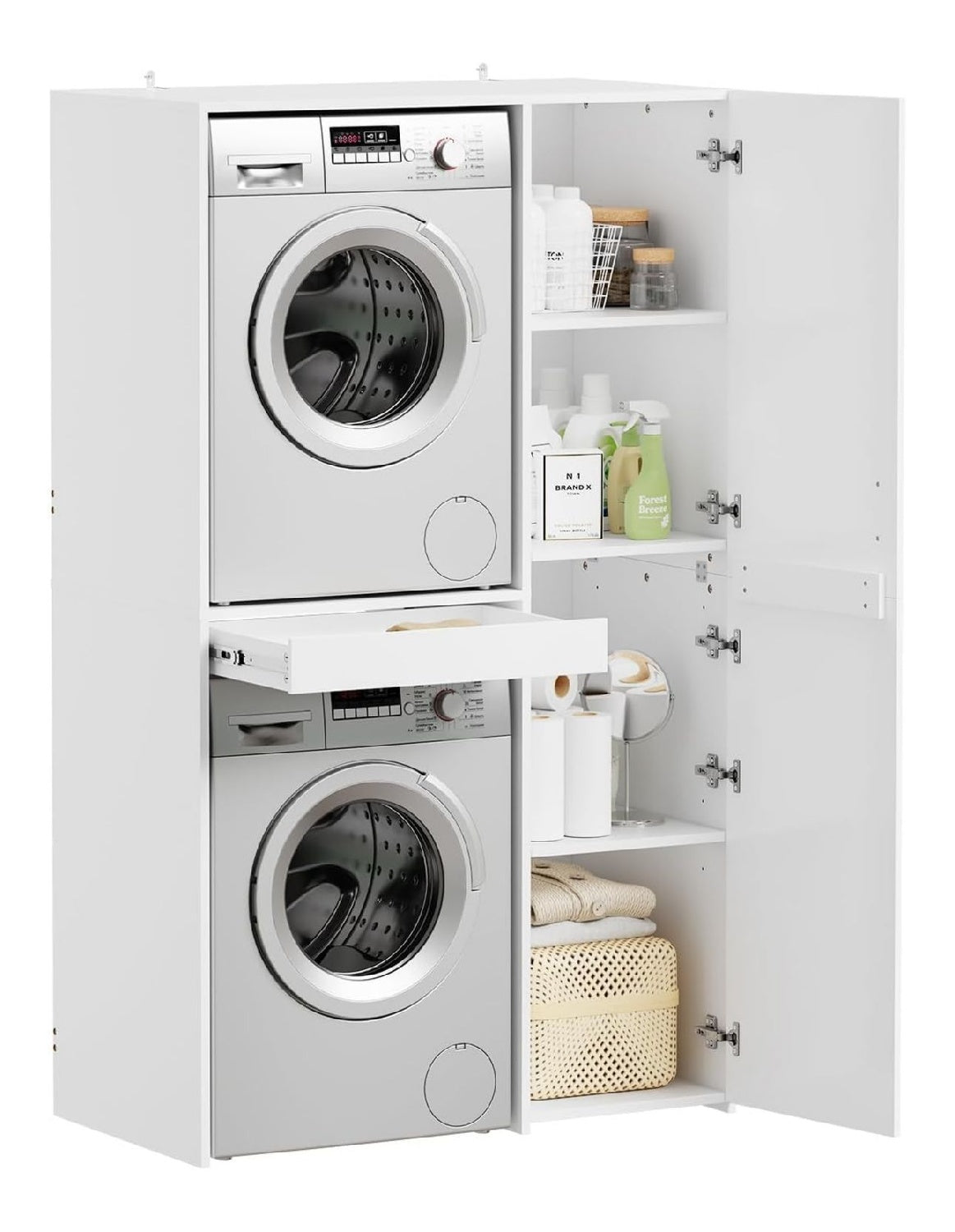 Meubles sur pied avec rangement ferme blanc