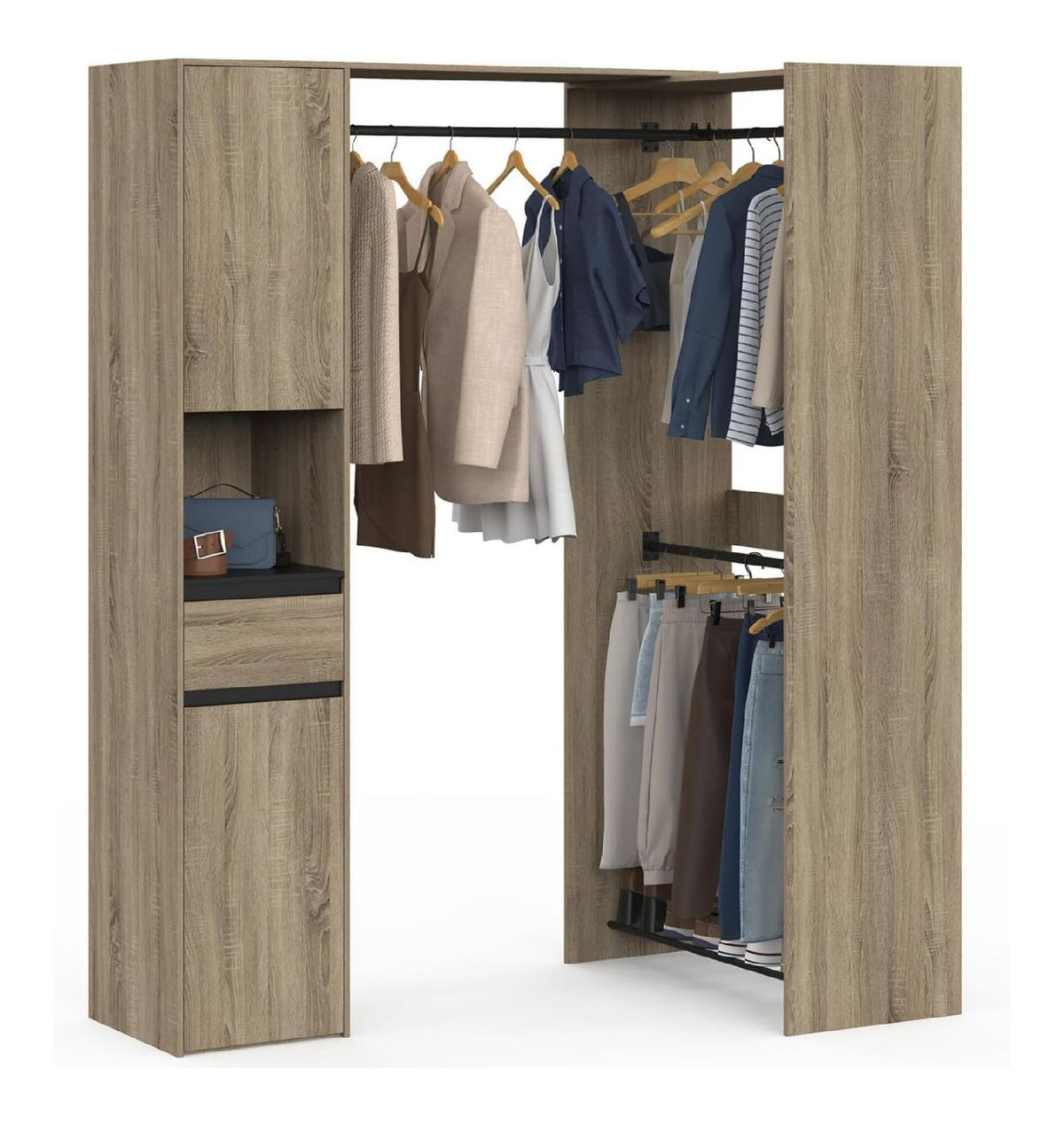Armoire de rangement avec tiroirs finition bois noir