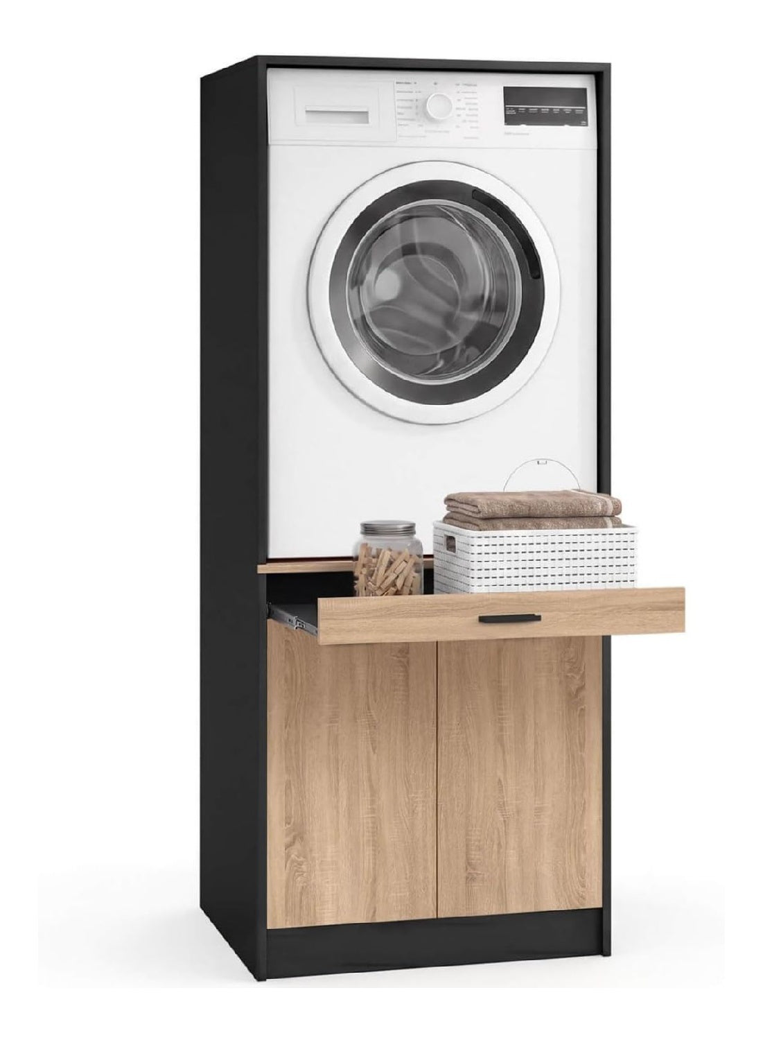 Meubles colonnes avec rangement ferme finition bois blanc 65 x 65 x 160