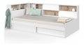Lits avec rangement ferme finition bois blanc 215x115x80