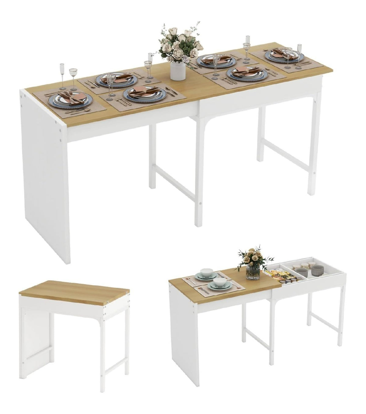 Tables consoles finition bois blanc