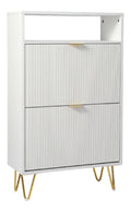 Range-chaussures avec rangement ferme finition bois blanc